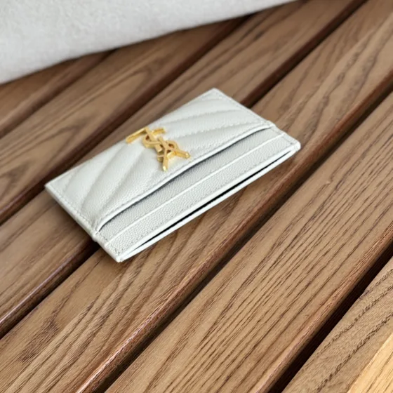 YSL Cassandre Matelassé Card Holder Weiß Card Holder