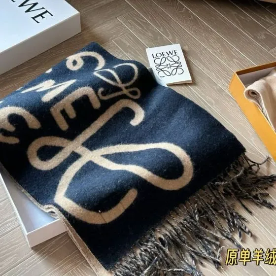 Loewe Anagram Scarf Navy Beige