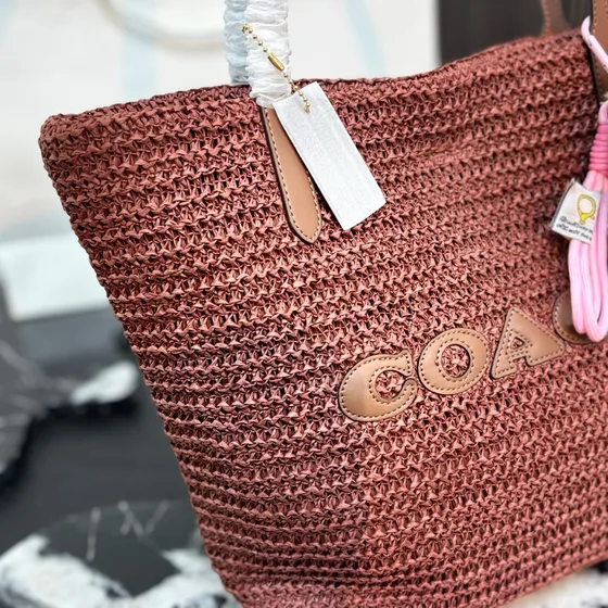 Coach Straw Borsa tote Dusty Rose Borsa tote