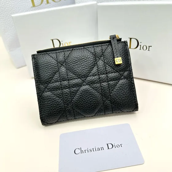 Dior Dior Caro Compact Zipped Brieftasche Schwarz Brieftasche