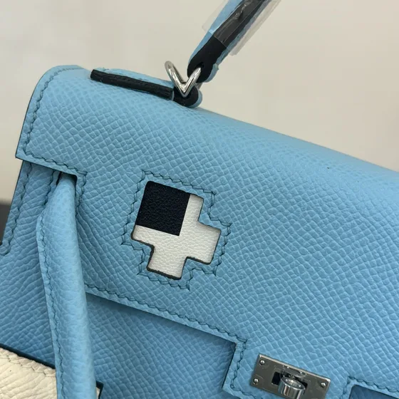 Hermes Kelly Doll Picto Azul Alça superior