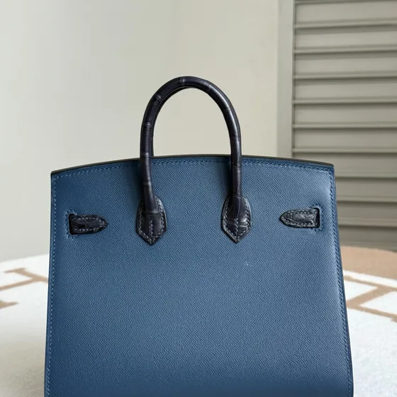 Hermes Birkin Faubourg Blau/Schwarz/Orange/Weiß Henkel