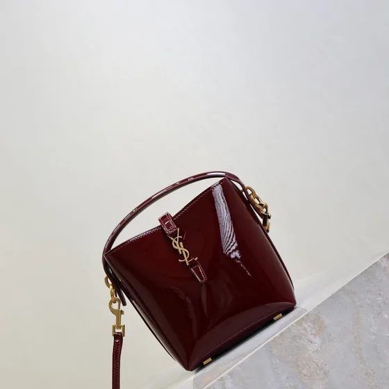 YSL Le 37 Mini Сумка-ведро Бордовый Верхняя ручка