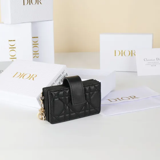 Dior Lady Dior 5-Gusset Card Holder Black Card Holder