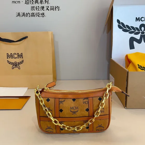 MCM Aren Mini Pouch In Visetos Light Pink Shoulder Bag