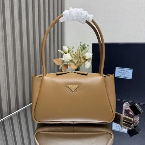 Prada Medium Leather Handbag Caramel Shoulder Bag