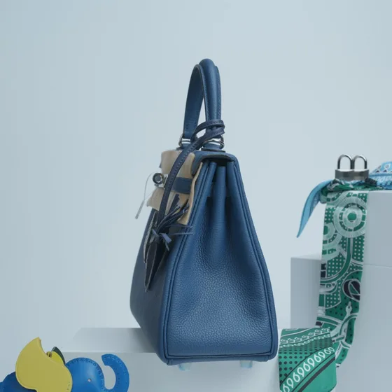 Hermes Kelly Blå Tophåndtag