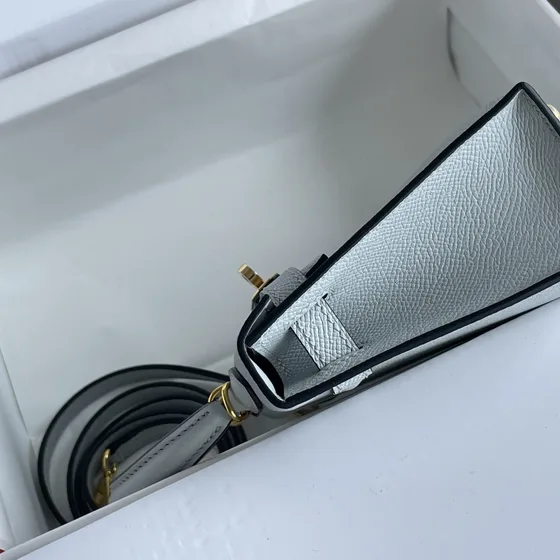 Hermes Mini Kelly Ii Light Gray Top Handle