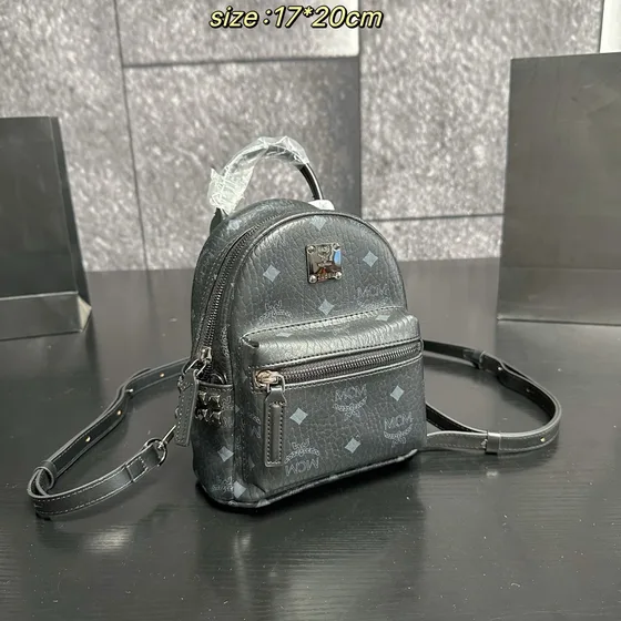 MCM Stark Side Studs Mini Backpack Black Cognac Beige Pink 17 20cm Backpack