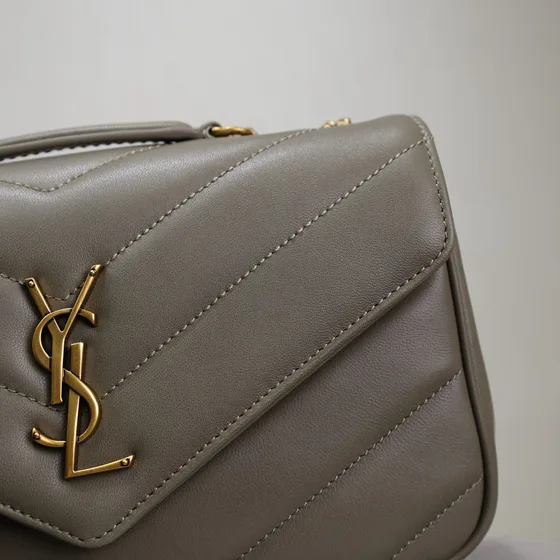 YSL Cassandre Matelassé Chevron Envelope Chain Bag Gray Crossbody