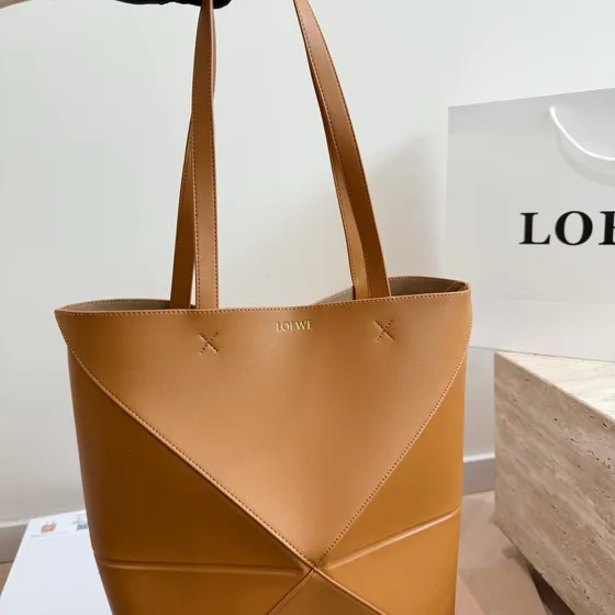 Loewe Puzzle Fold Tote Grey Black Tote Bag