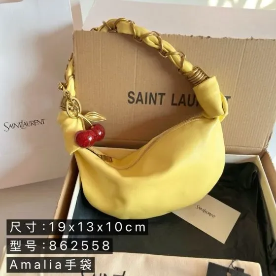 YSL Amalia 862558 Yellow 19x13x10cm Hobo