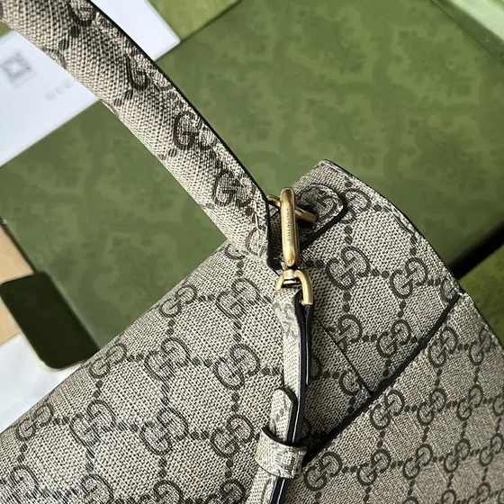 Balenciaga Gg Supreme Padlock Skulderveske Beige Ebony Skulderveske