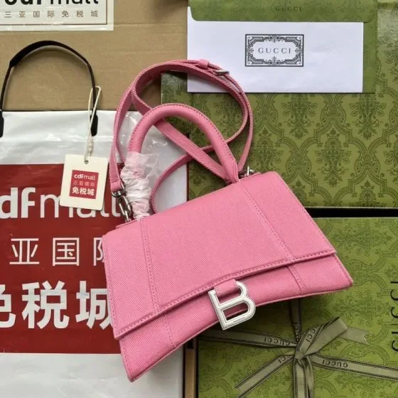Balenciaga Hourglass Small Top Handle Bag Pink Top Handle