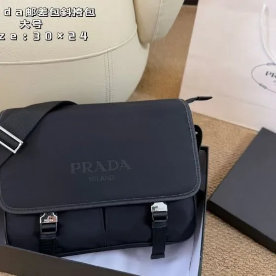 Prada Nylon Messenger Bag Black 30 24cm Crossbody