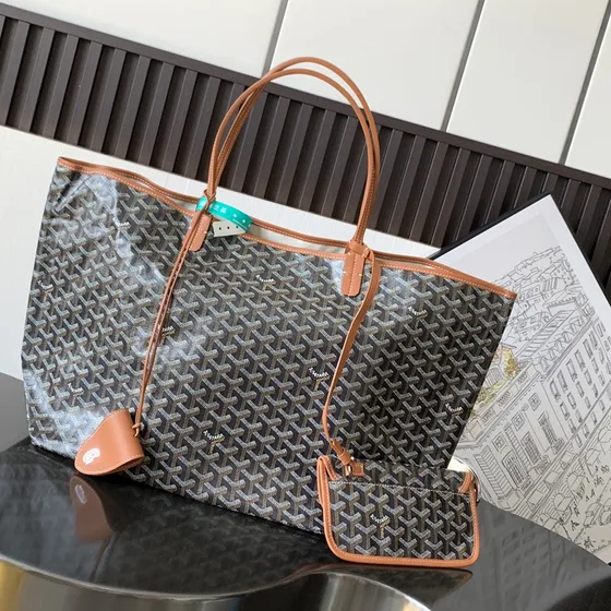 Goyard Saint Louis أسود بني Tote Bag