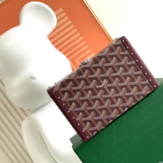 Goyard Minaudière Trunk Merah anggur Clutch