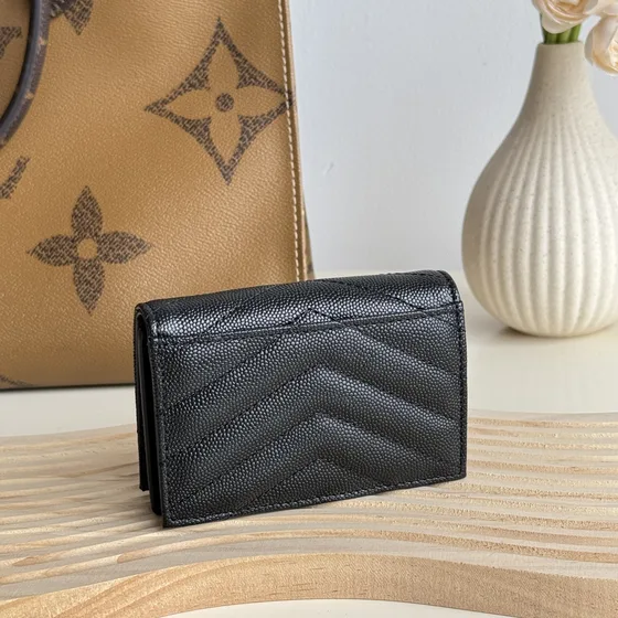 YSL Cassandre Matelass Card Case Black Card Holder