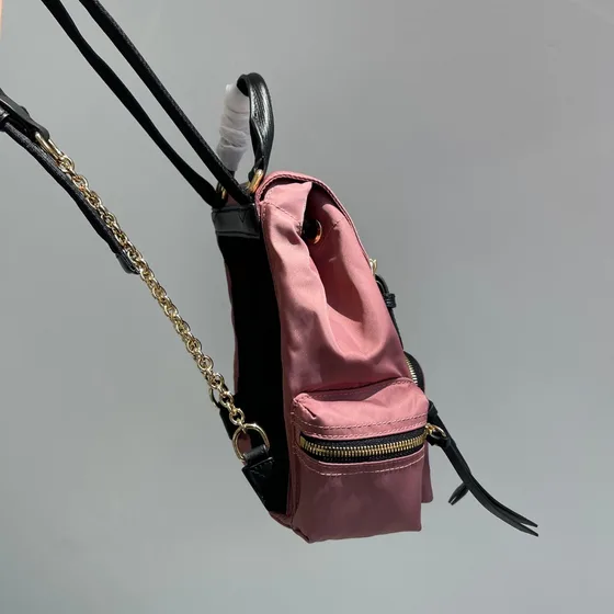 Burberry The Medium Rucksack In Technical Nylon And Leather Pink Backpack