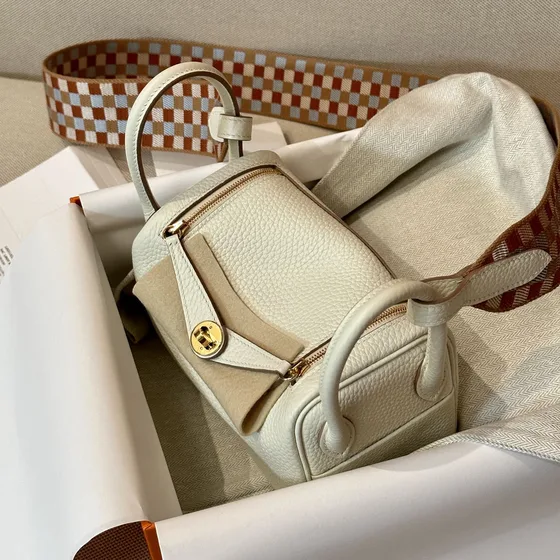 Hermes Lindy Mini Branco Bolsa de ombro