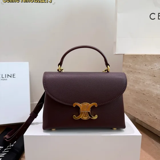 Celine Nino Triomphe Tan Brown Top Handle