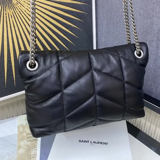 YSL Loulou Puffer Preto Bolsa de ombro