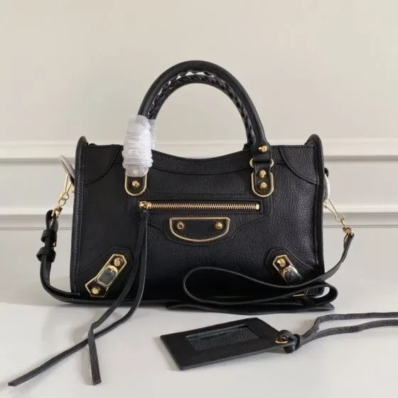 Balenciaga City Metallic Edge Black Top Handle