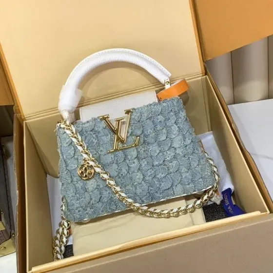 Louis Vuitton Capucines Mini Light Blue Denim 21cm Top Handle