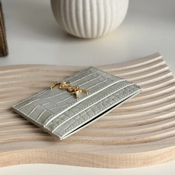 YSL Monogram Card Holder Hvit Card Holder