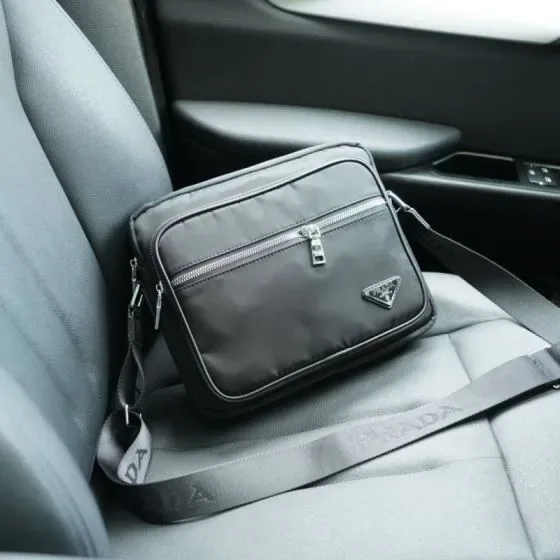 Prada Re-Nylon Saffiano Leather Shoulder Bag Black Crossbody