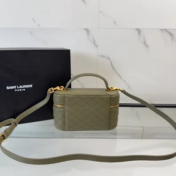 YSL Gaby Vanity Case Olive Green Top Handle