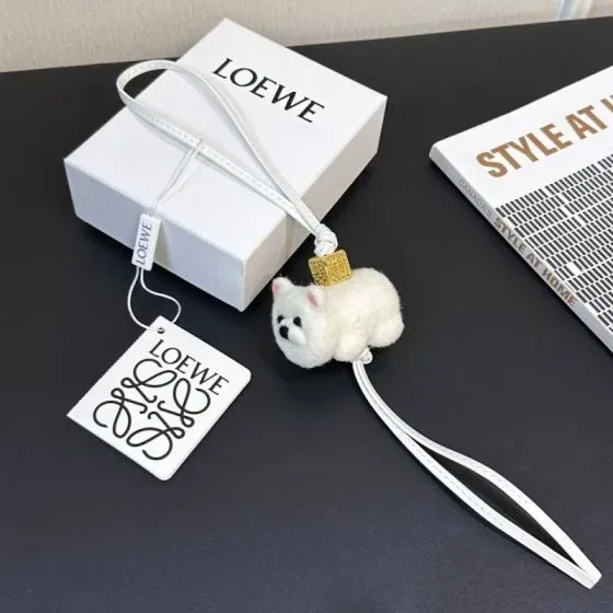 Loewe Chow Chow Felt Charm White Pouch
