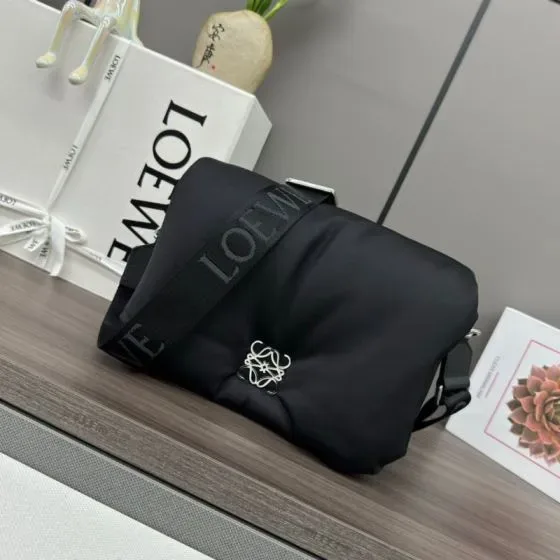 Loewe Goya Puffer Messenger Bag Black Crossbody