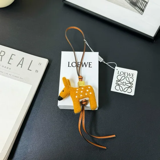 Loewe Deer Felt Charm Mustard Yellow Pouch