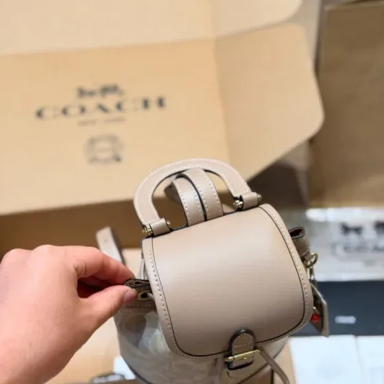 Coach Mini Riya Backpack 21 In Signature Canvas Beige Backpack