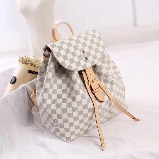 Louis Vuitton Sperone Backpack White Grey Checker Backpack