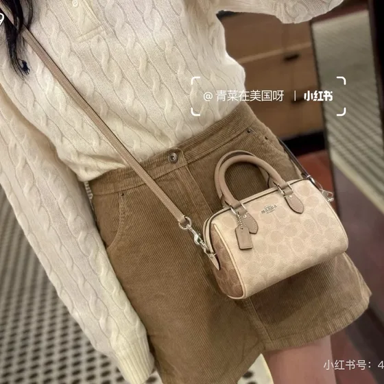 Coach Rowan Satchel Beige Top Handle