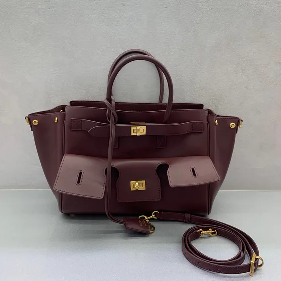 Balenciaga Manhattan Small Shopping Bag Burgund Tophåndtag