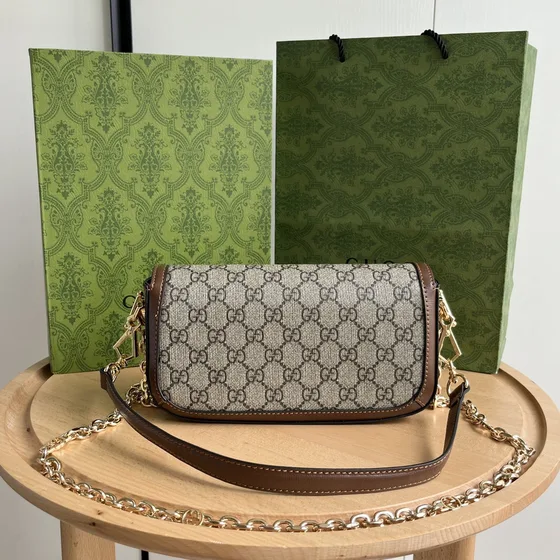 Gucci Horsebit 1955 Сумка на плечо Бежевый/Коричневый Сумка на плечо