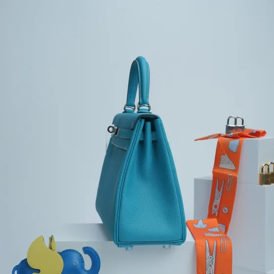 Hermes Kelly Turquoise Tophåndtak