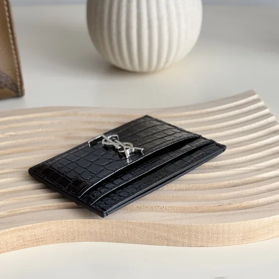 YSL Cassandre Card Case Negro Card Holder