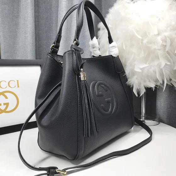 Gucci Soho Small Convertible Tote Black 30x26x14cm Top Handle