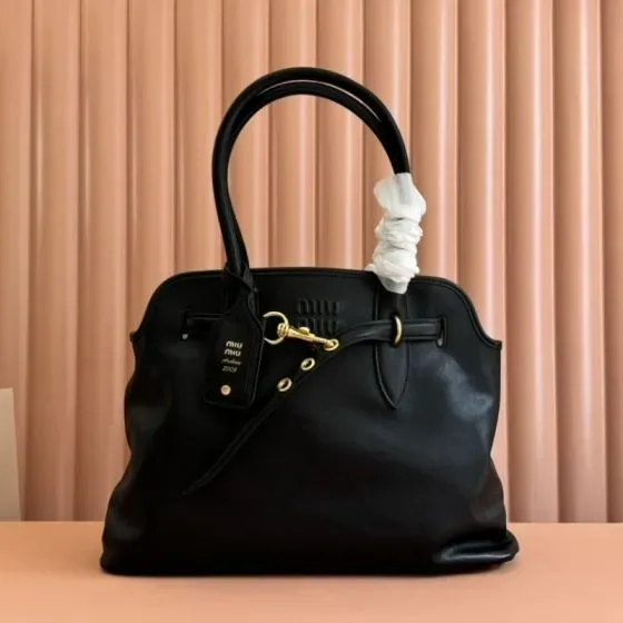 Miu Miu Leather Top Handle Bag Black Top Handle