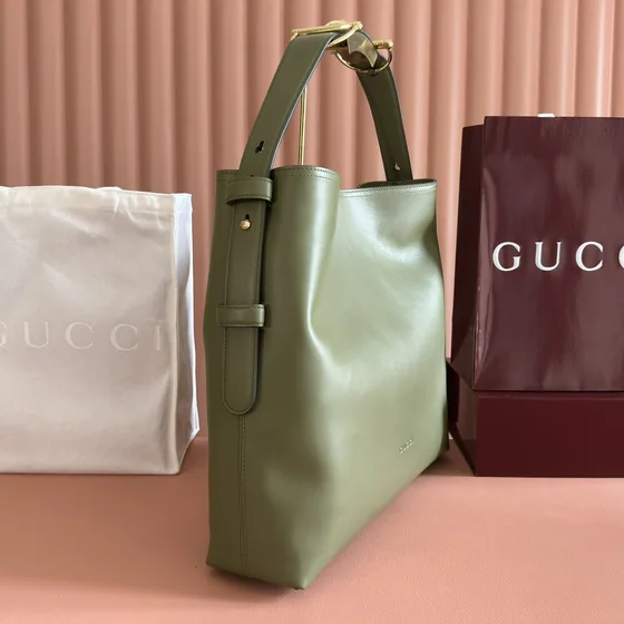 Gucci Gucci Axelväska With Bamboo Topphandtag Olive Grön Axelväska