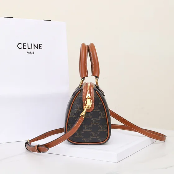 Celine Triomphe Boston Bag Marron/Tan Anse supérieure