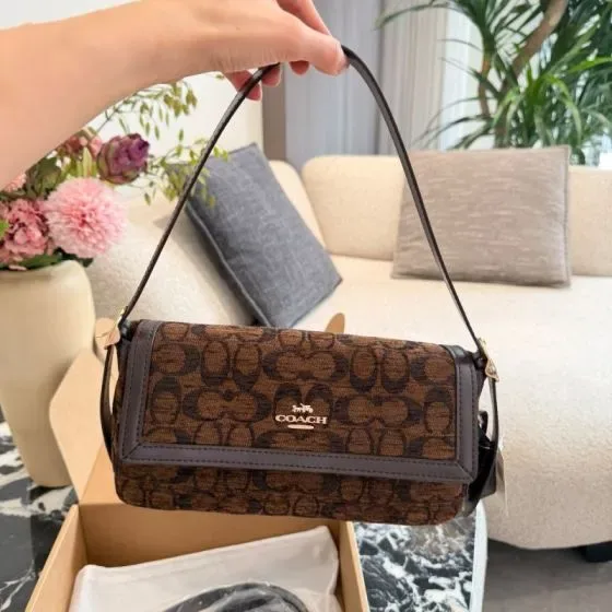 Coach Mini Juno Bag In Signature Canvas Brown Shoulder Bag