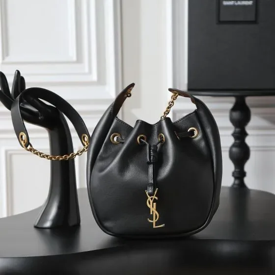 YSL Le Maillon Satchel In Lambskin Black Shoulder Bag