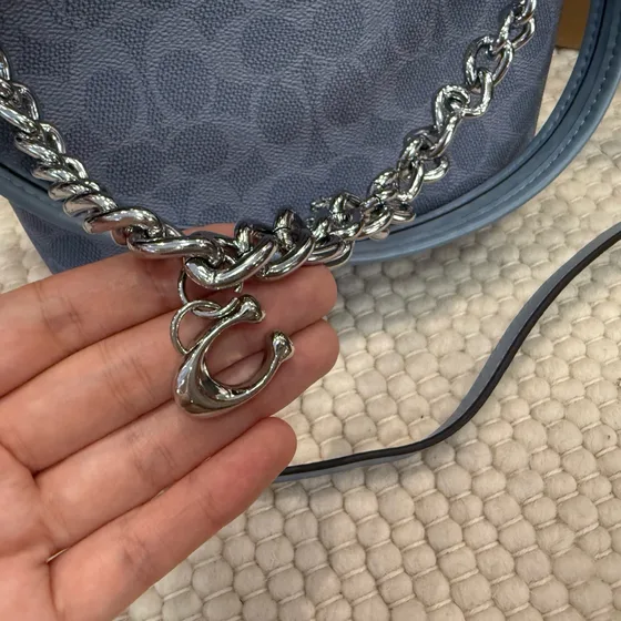 Coach Mini Payton In Signature قماش Light أزرق Crossbody