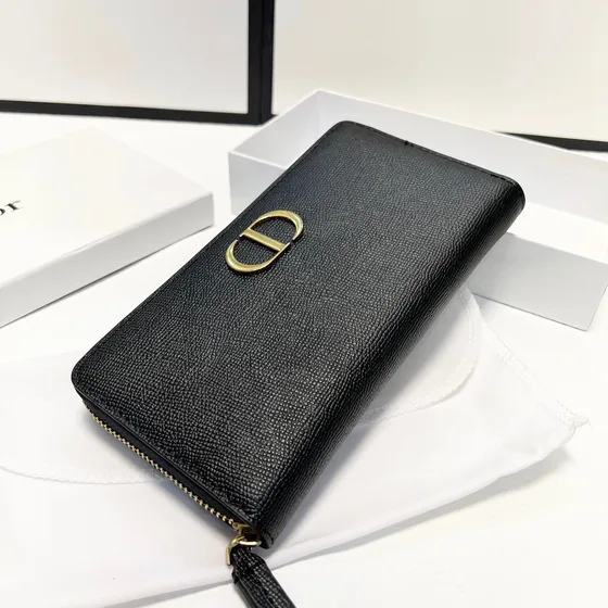 Dior 30 Montaigne Zip Long Wallet Đen Wallet