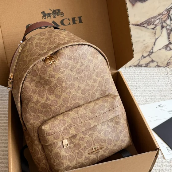 Coach Mini Charlie Backpack In Signature Canvas Beige Backpack